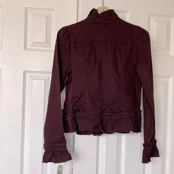 INC Denim Jacket Maroon Raisin color Size Petite - Picture 2 of 6